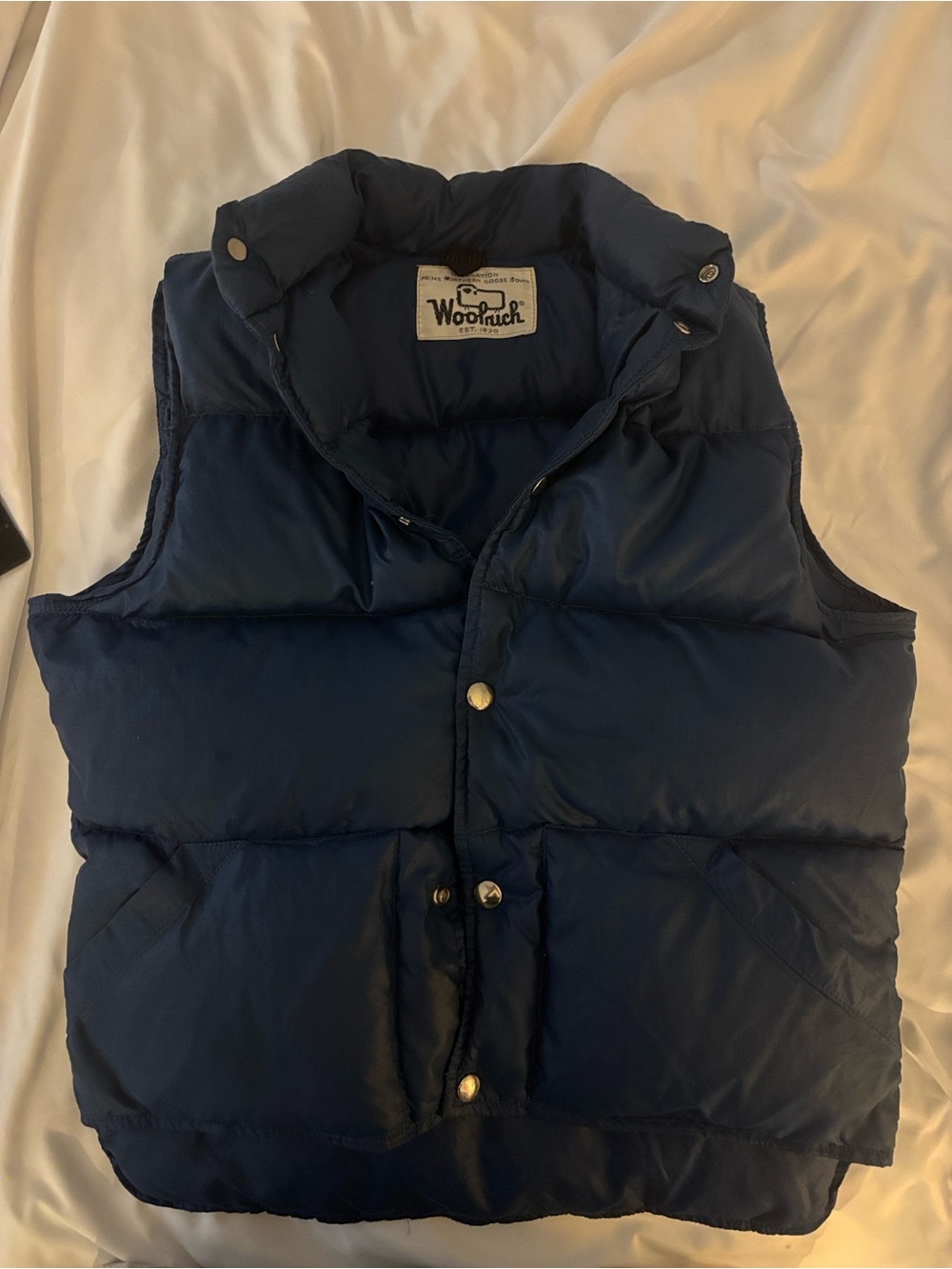 Vintage 70s 80s Woolrich Goose Down Puffer Vest Navy Blue Men's Small